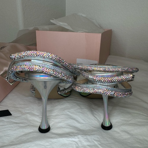 MACH & MACH Victoria Iridescent Double Bow Pointed Toe Pump